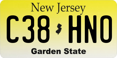 NJ license plate C38HNO