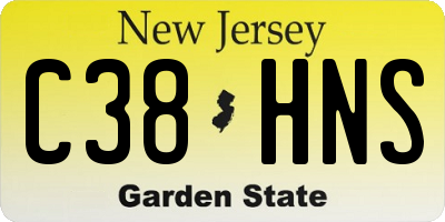 NJ license plate C38HNS