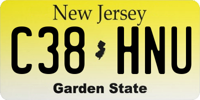 NJ license plate C38HNU