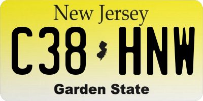 NJ license plate C38HNW