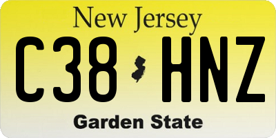 NJ license plate C38HNZ