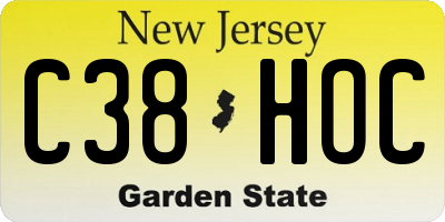 NJ license plate C38HOC