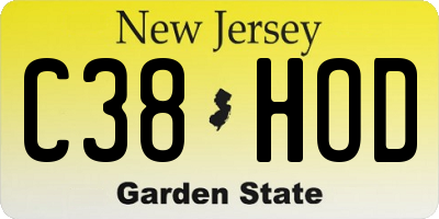 NJ license plate C38HOD