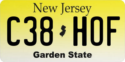 NJ license plate C38HOF