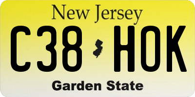 NJ license plate C38HOK