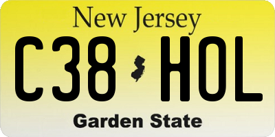 NJ license plate C38HOL