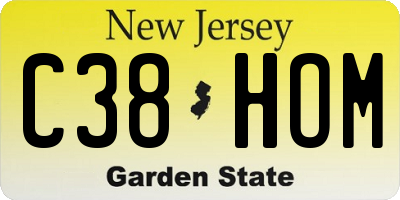 NJ license plate C38HOM