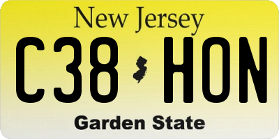 NJ license plate C38HON