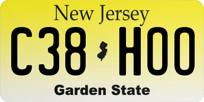 NJ license plate C38HOO
