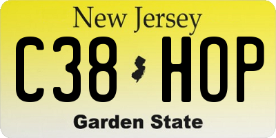 NJ license plate C38HOP