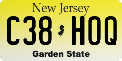 NJ license plate C38HOQ