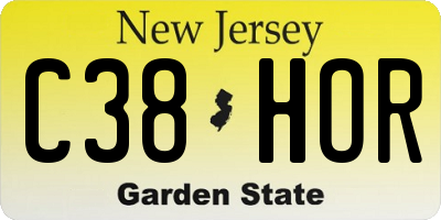 NJ license plate C38HOR
