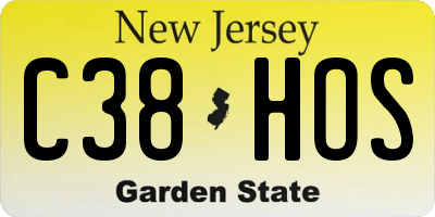 NJ license plate C38HOS