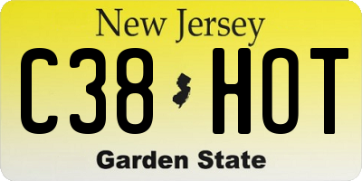 NJ license plate C38HOT