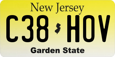 NJ license plate C38HOV