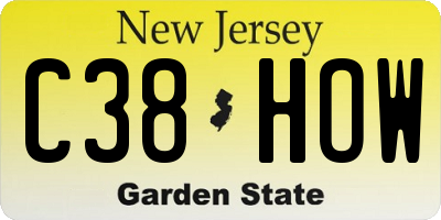 NJ license plate C38HOW