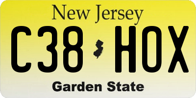 NJ license plate C38HOX