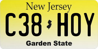 NJ license plate C38HOY