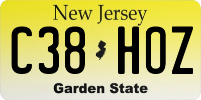 NJ license plate C38HOZ
