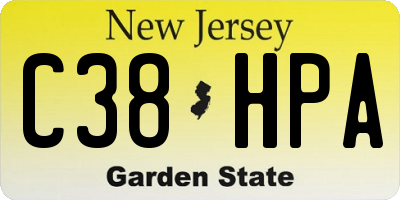 NJ license plate C38HPA