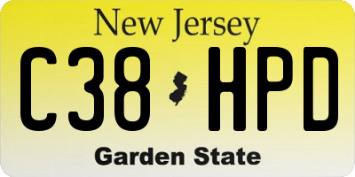 NJ license plate C38HPD