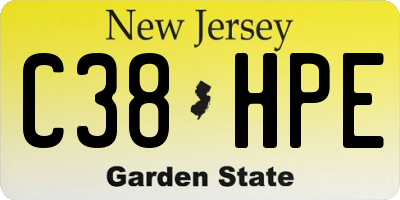 NJ license plate C38HPE