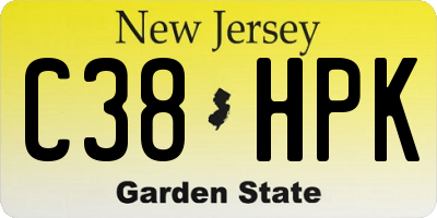 NJ license plate C38HPK