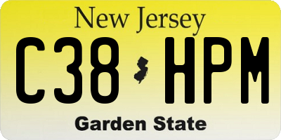 NJ license plate C38HPM