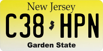 NJ license plate C38HPN