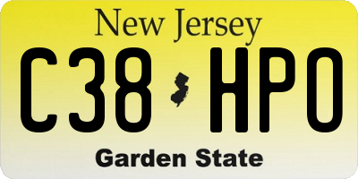 NJ license plate C38HPO