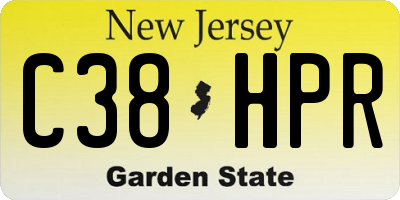 NJ license plate C38HPR