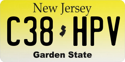NJ license plate C38HPV
