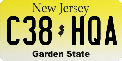 NJ license plate C38HQA