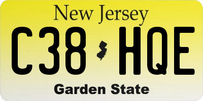 NJ license plate C38HQE
