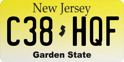 NJ license plate C38HQF