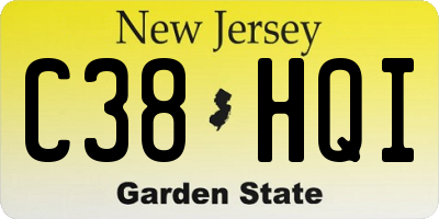 NJ license plate C38HQI