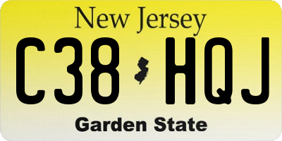 NJ license plate C38HQJ