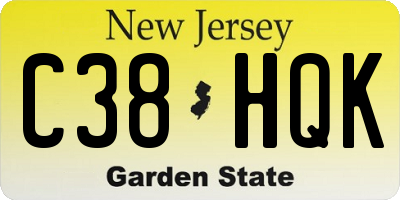 NJ license plate C38HQK