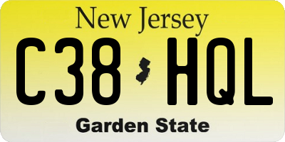 NJ license plate C38HQL