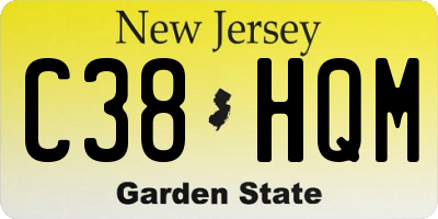 NJ license plate C38HQM