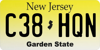 NJ license plate C38HQN