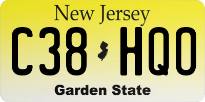 NJ license plate C38HQO
