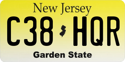 NJ license plate C38HQR