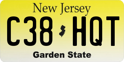 NJ license plate C38HQT