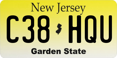 NJ license plate C38HQU