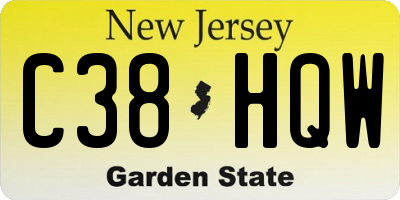 NJ license plate C38HQW