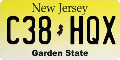 NJ license plate C38HQX