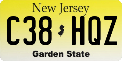 NJ license plate C38HQZ