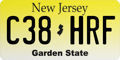 NJ license plate C38HRF