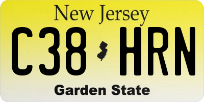 NJ license plate C38HRN